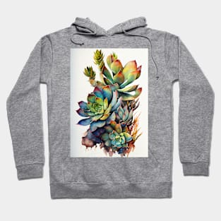 Succulents watercolor art Hoodie